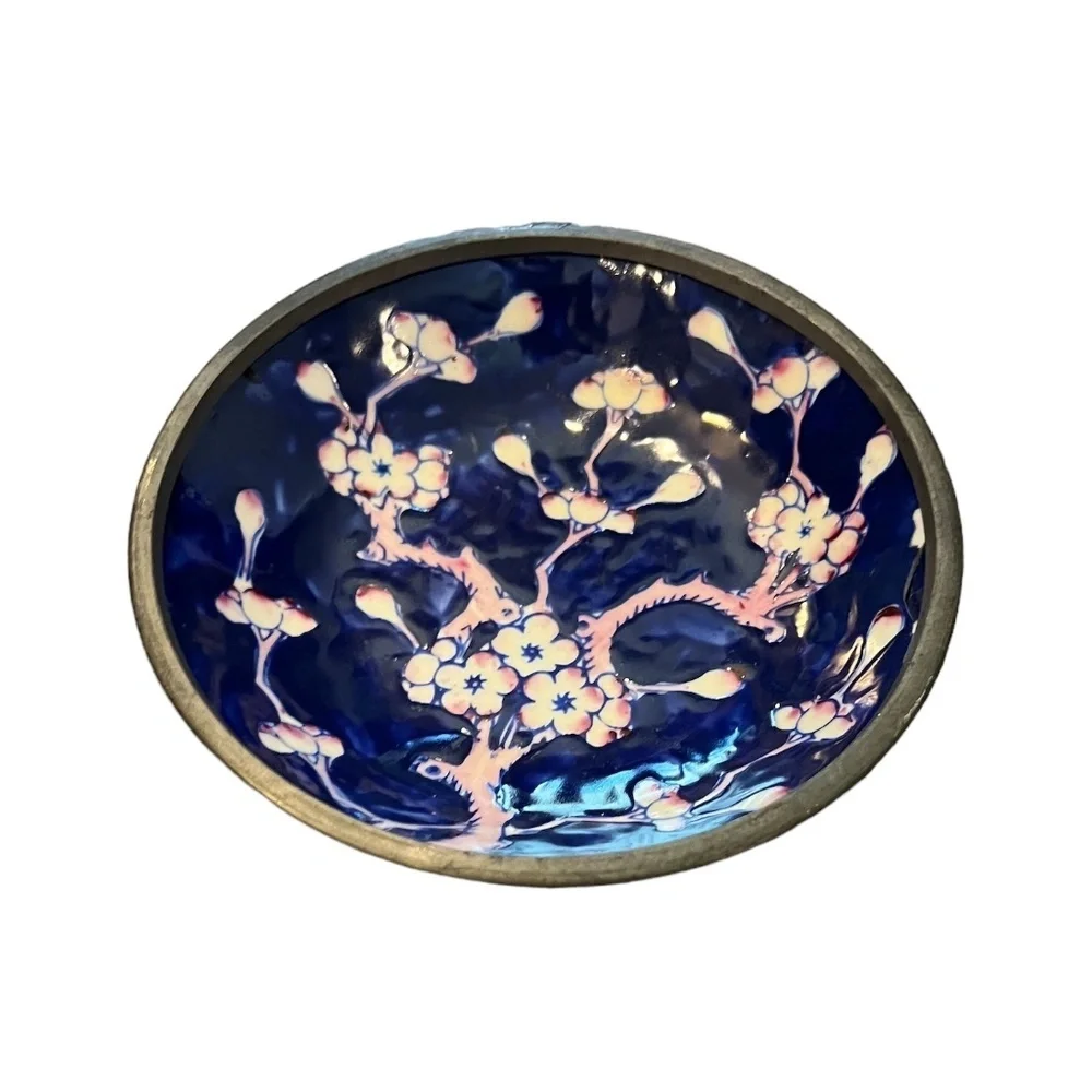 Set‎ Of 2 Antique Soap Dish CHERRY BLOSSOMS in PEWTER